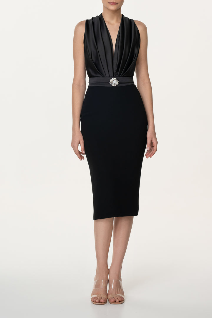 Beth Black Open Back Cocktail Dress