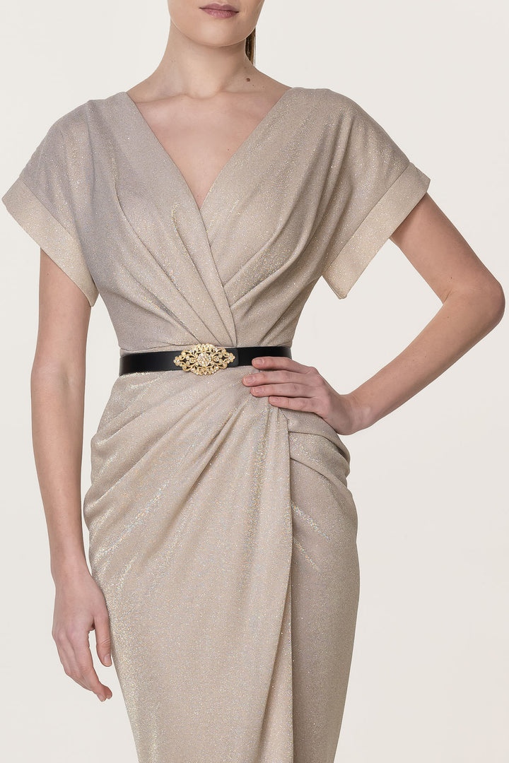 Daphne Gold Island Jersey Ankle Length Dress