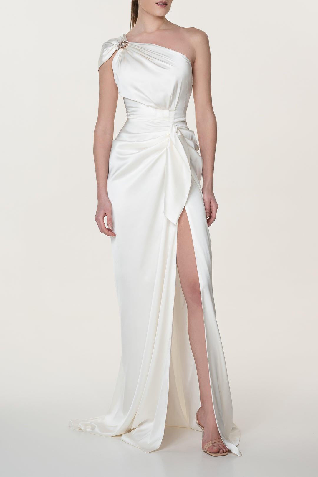 Elena Ivory Silk Long Dress