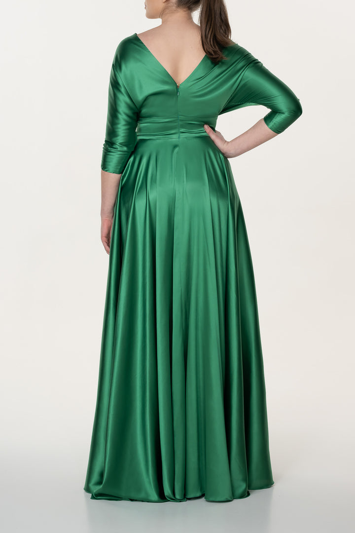 Reese Silk Long Dress In Emerald