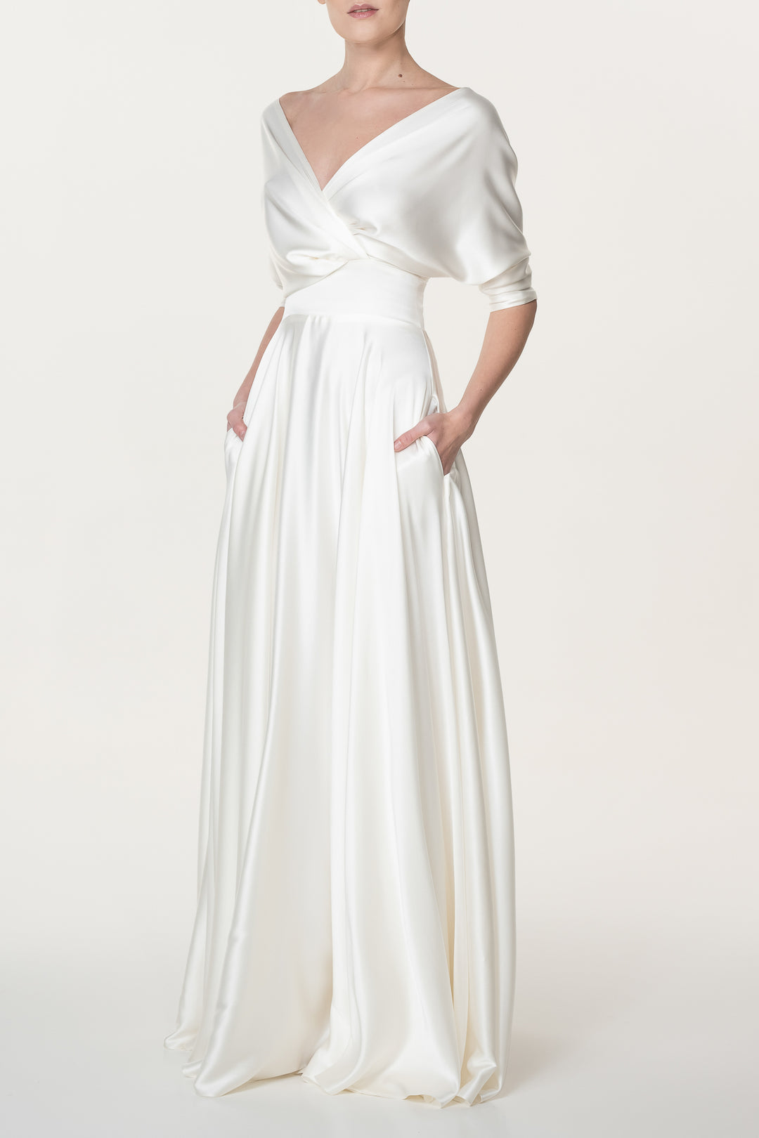 Reese Silk Long Dress In Ivory