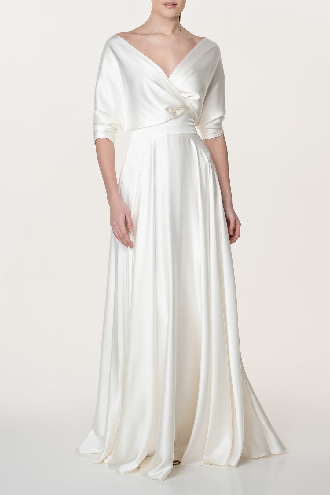 Reese Silk Long Dress In Ivory
