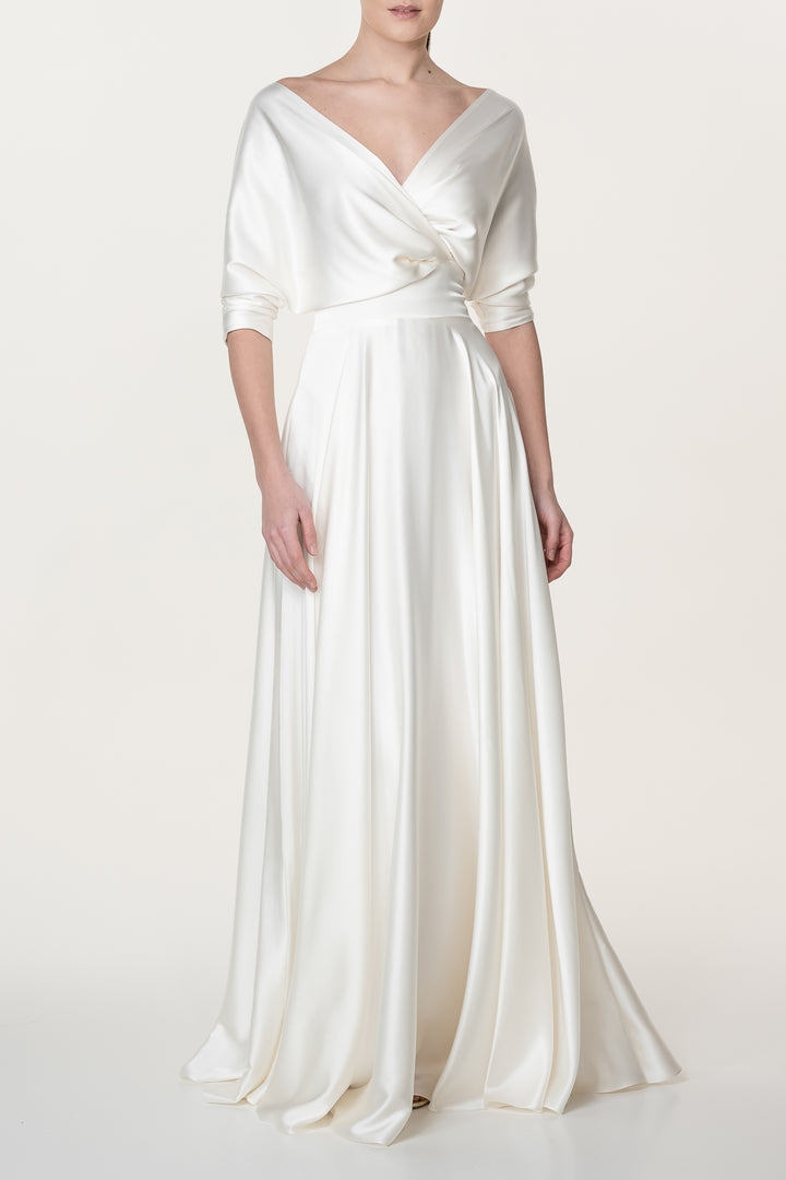 Reese Silk Long Dress In Ivory