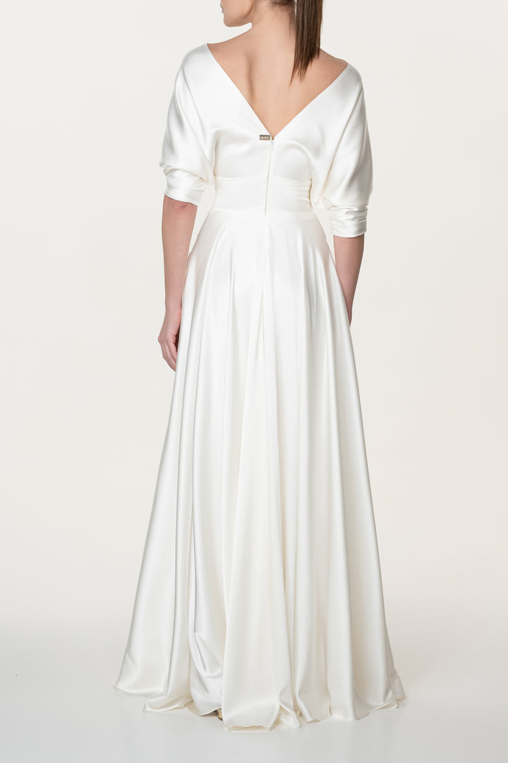 Reese Silk Long Dress In Ivory