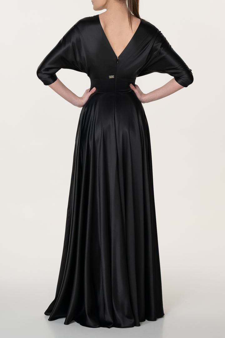 Reese Silk Long Dress In Black