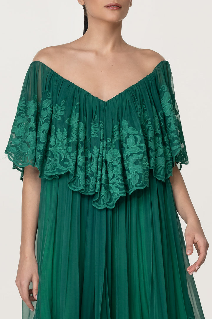 Jade Emerald Boho Midi Dress