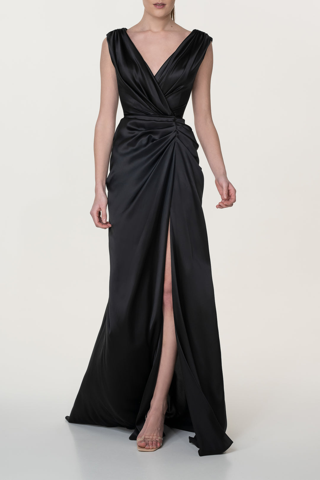 Saara Black Silk Long Dress