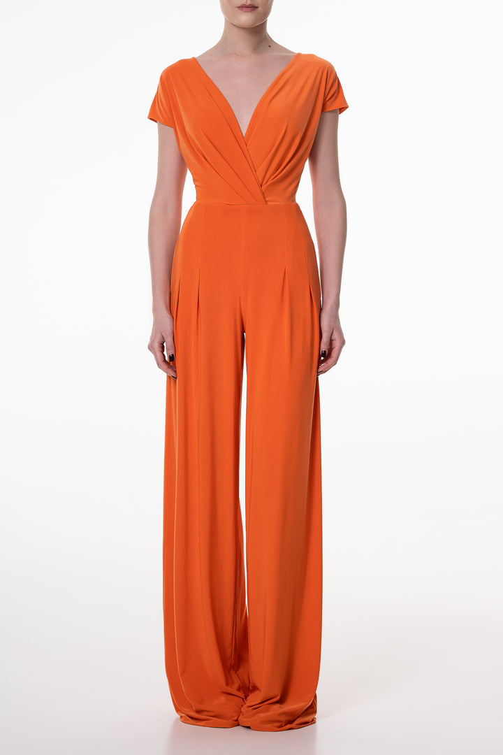 Joan Hot Orange Jersey Jumpsuit