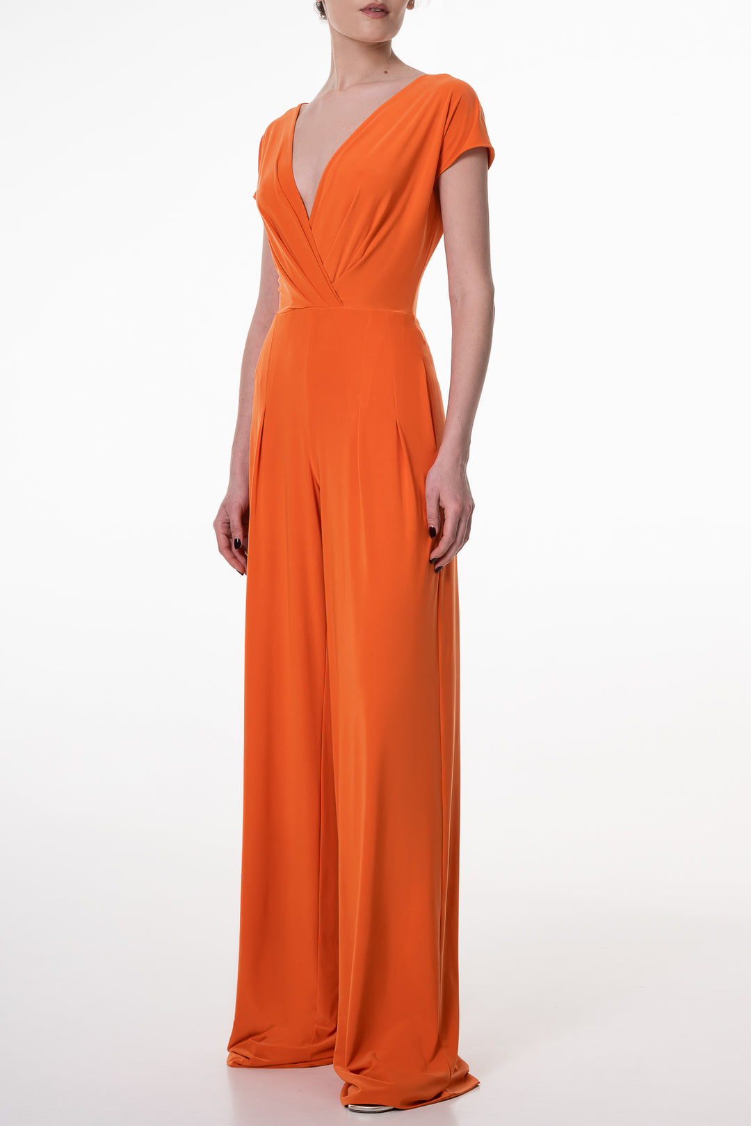 Joan Hot Orange Jersey Jumpsuit