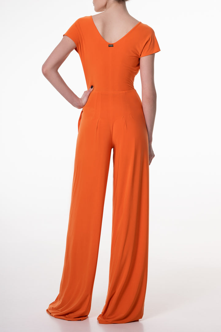 Joan Hot Orange Jersey Jumpsuit
