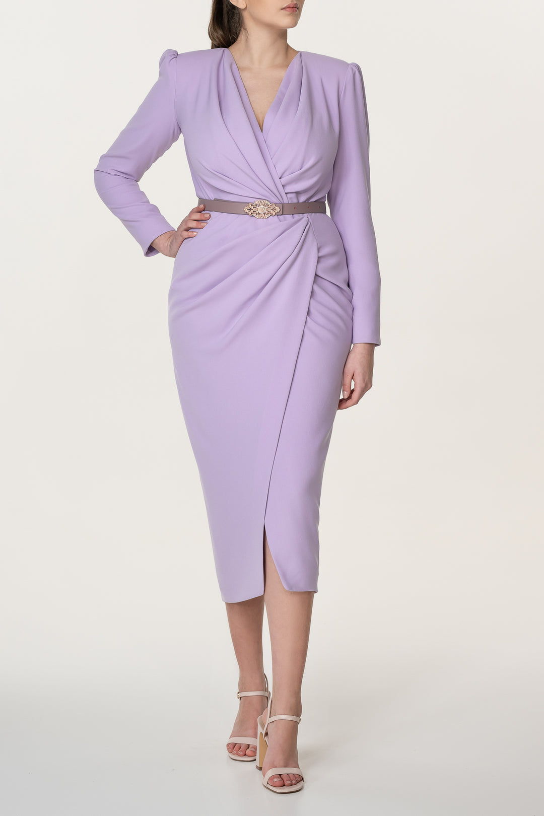 Chloe Midi Crepe Dress In Orchid