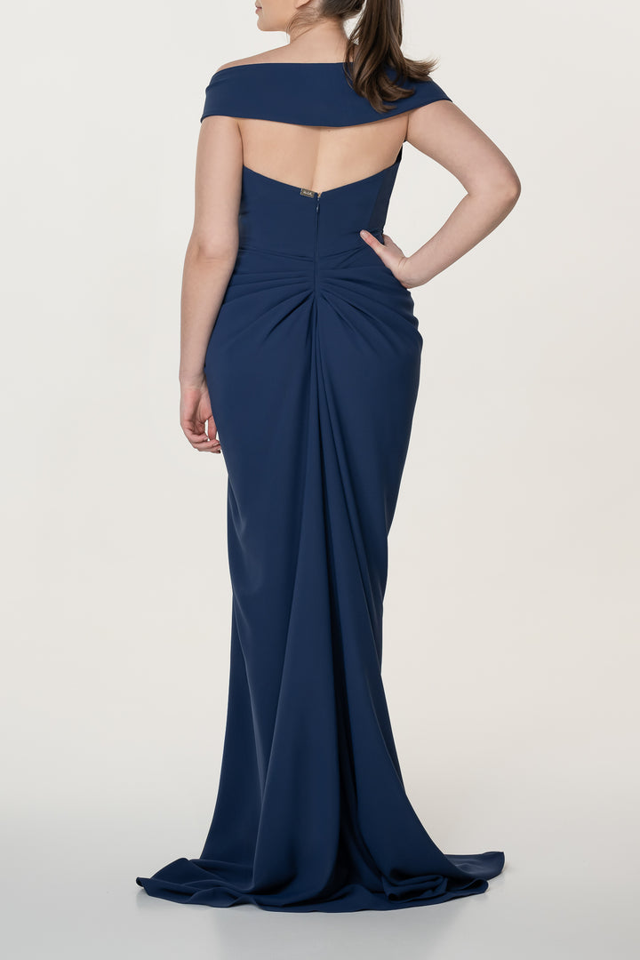 Athena Crepe Dress In Midnight-Blue