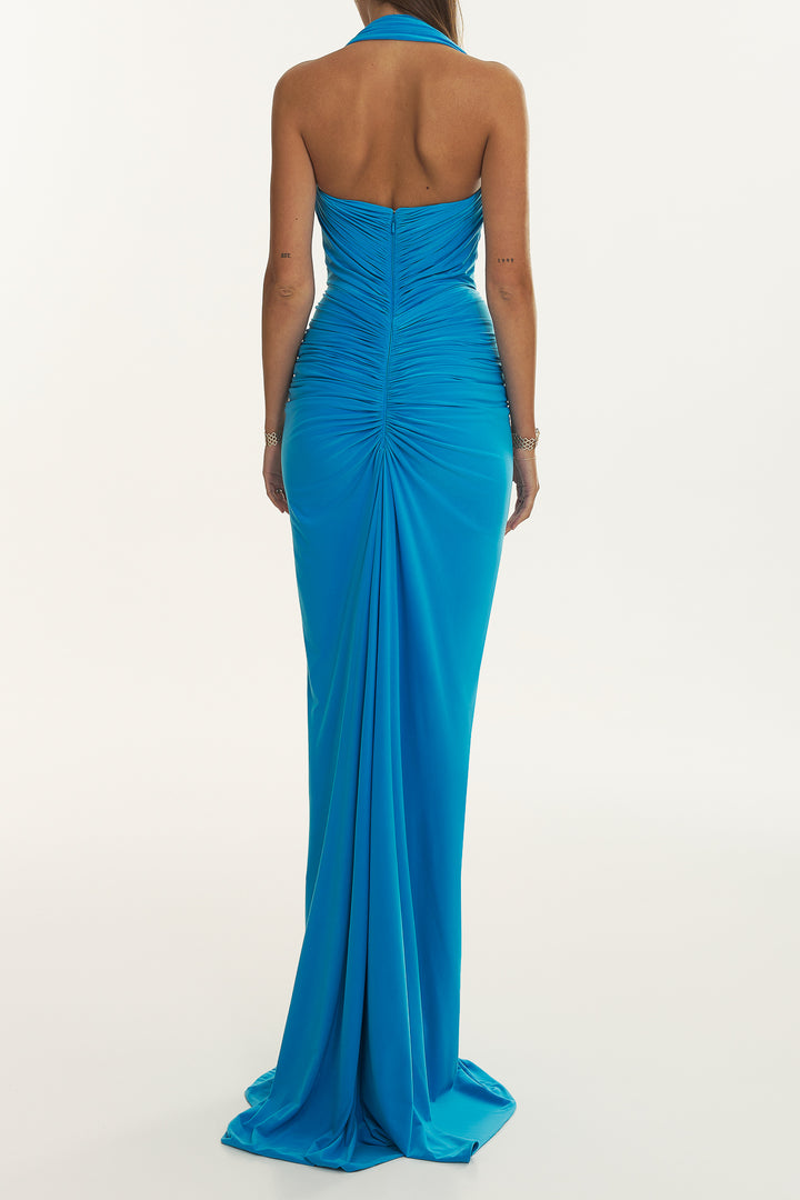 Iara Jersey Long Dress In Azure