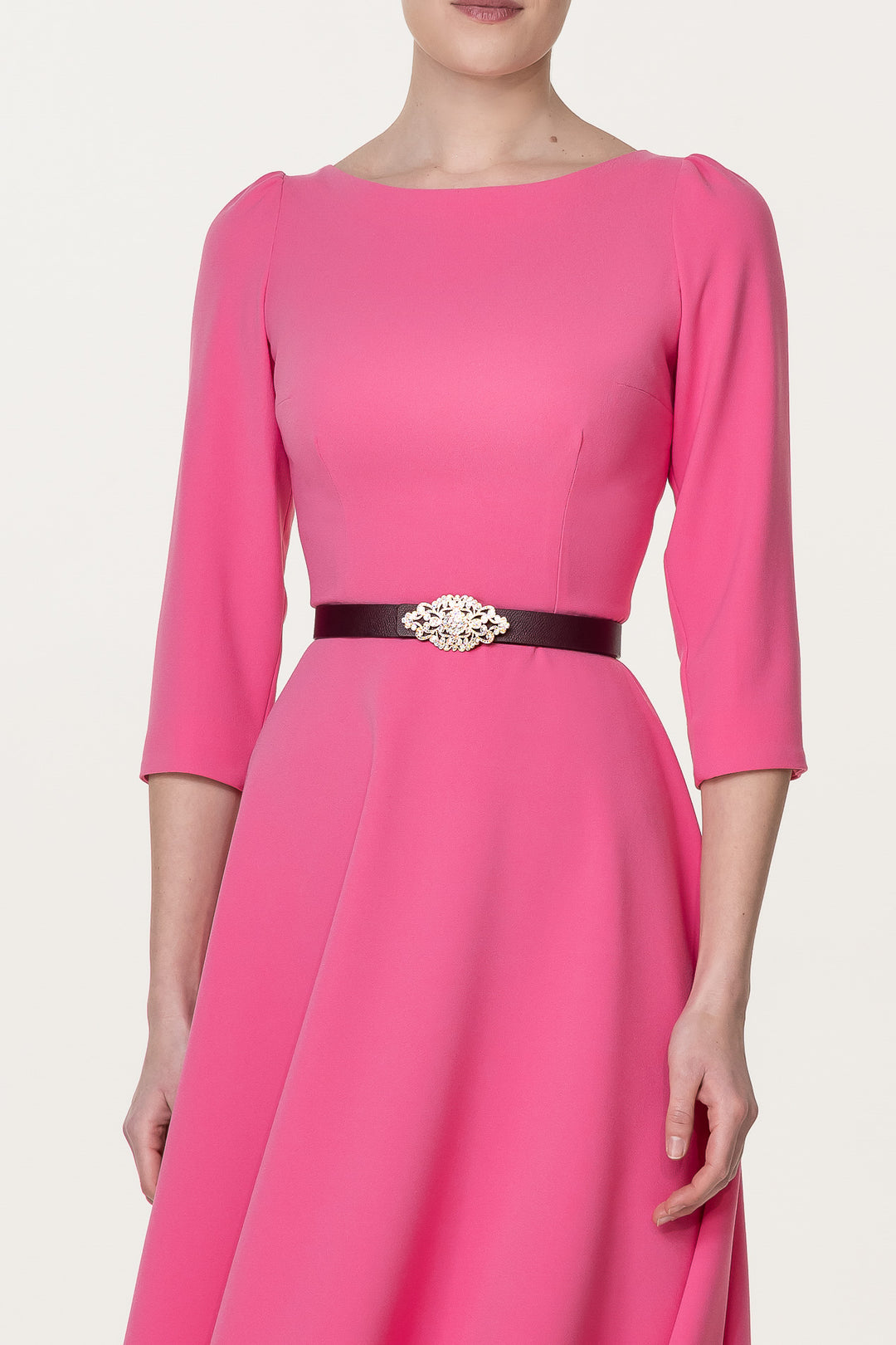 Nicole Raspberry Crepe Midi Dress
