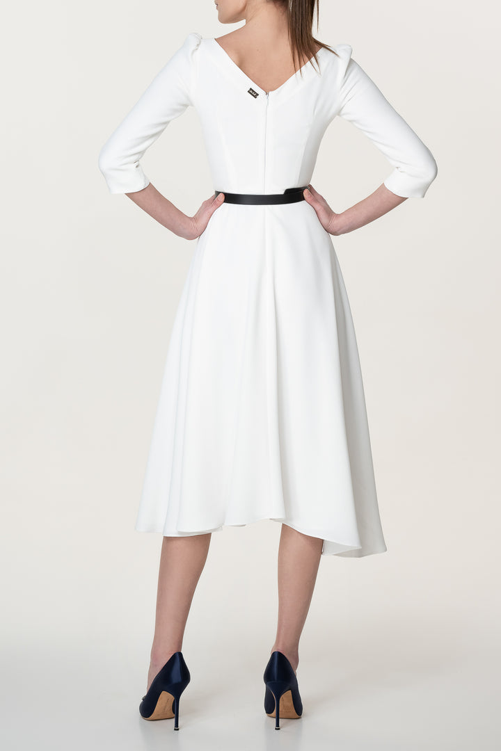 Nicole Ivory Crepe Midi Dress