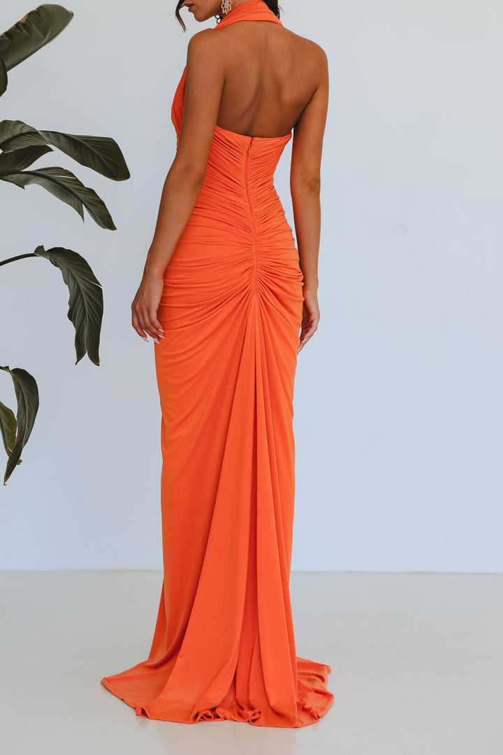 Iara Jersey Long Dress In Orange