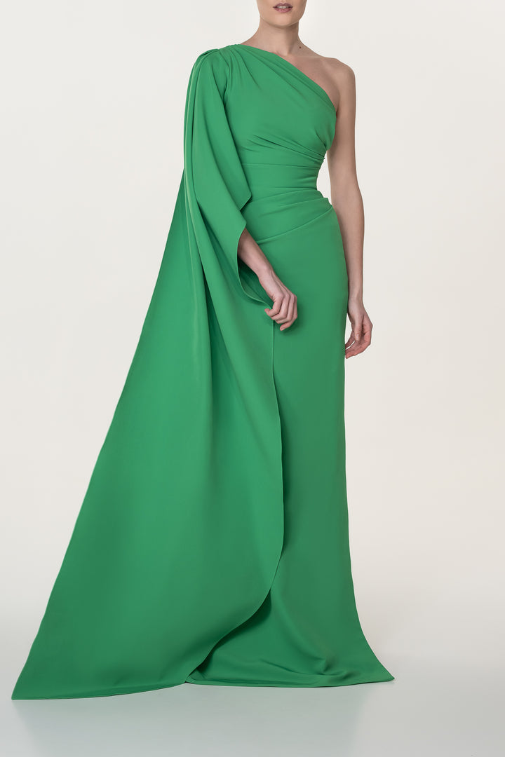 Alba Emerald Crepe Long Dress