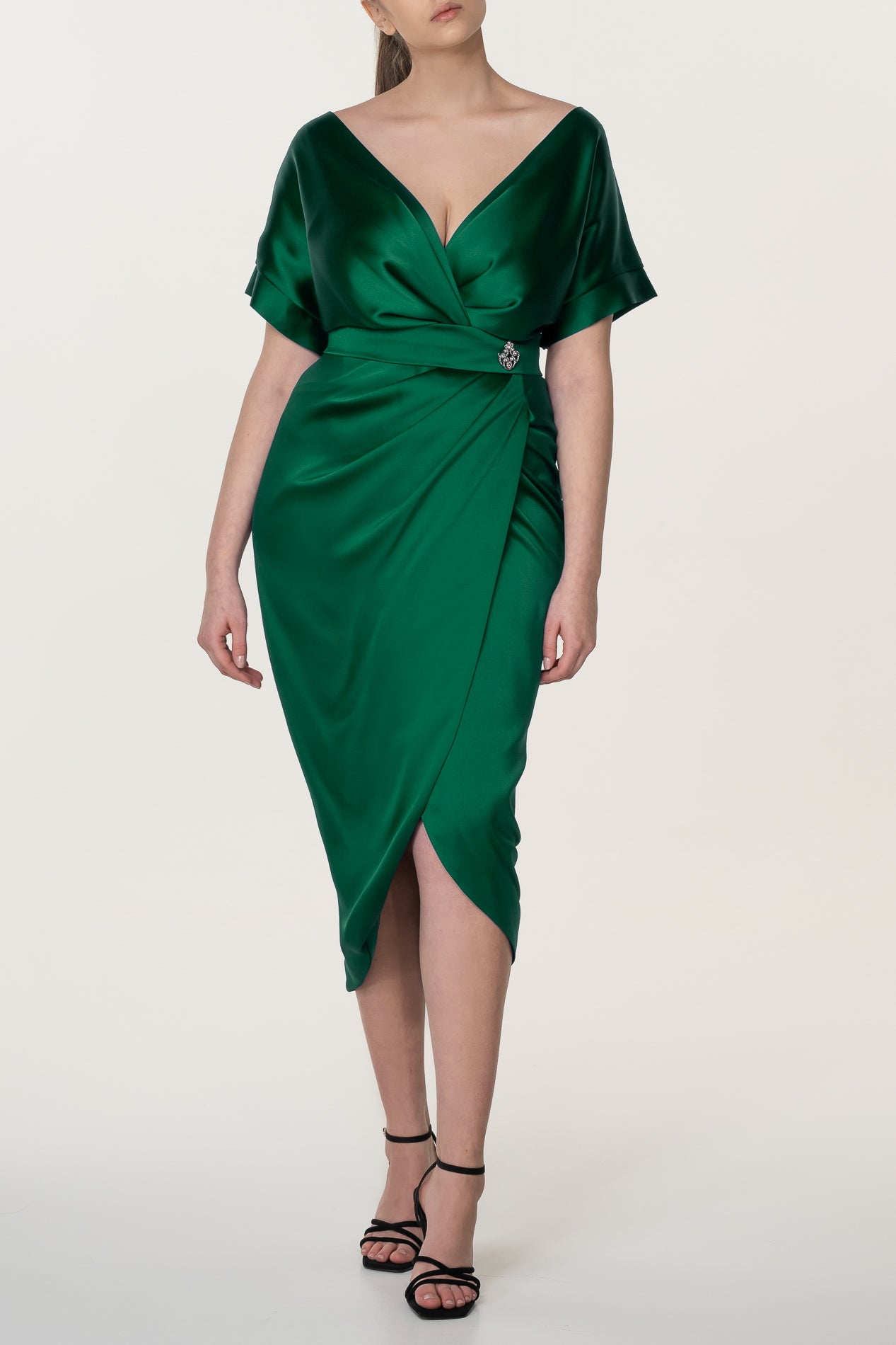 sachin and babi light blue dress Haute Stuff Satin Wrap Dress – Impressions Online Boutique