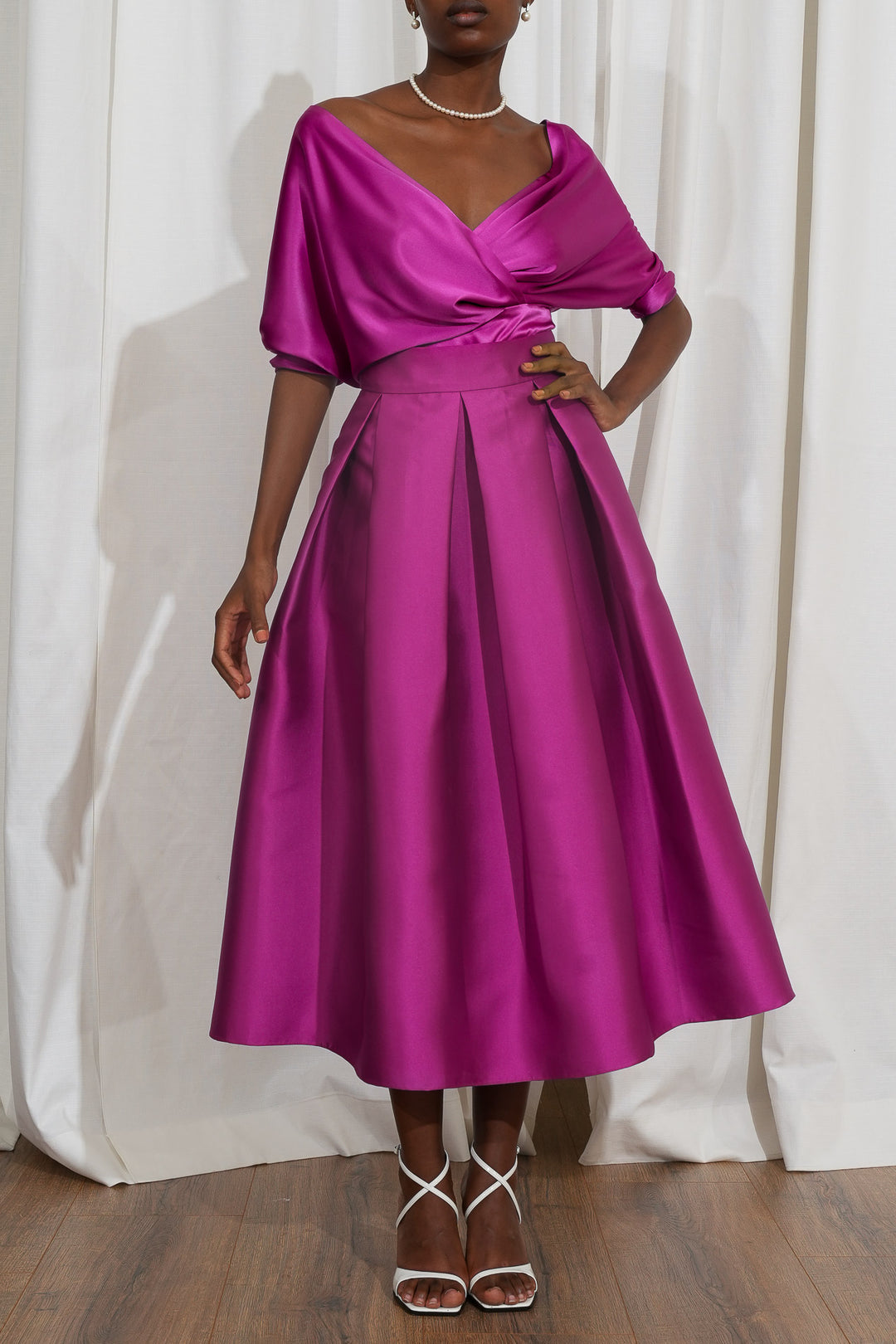 Jasmine Structured Mikado Skirt In Amethyst