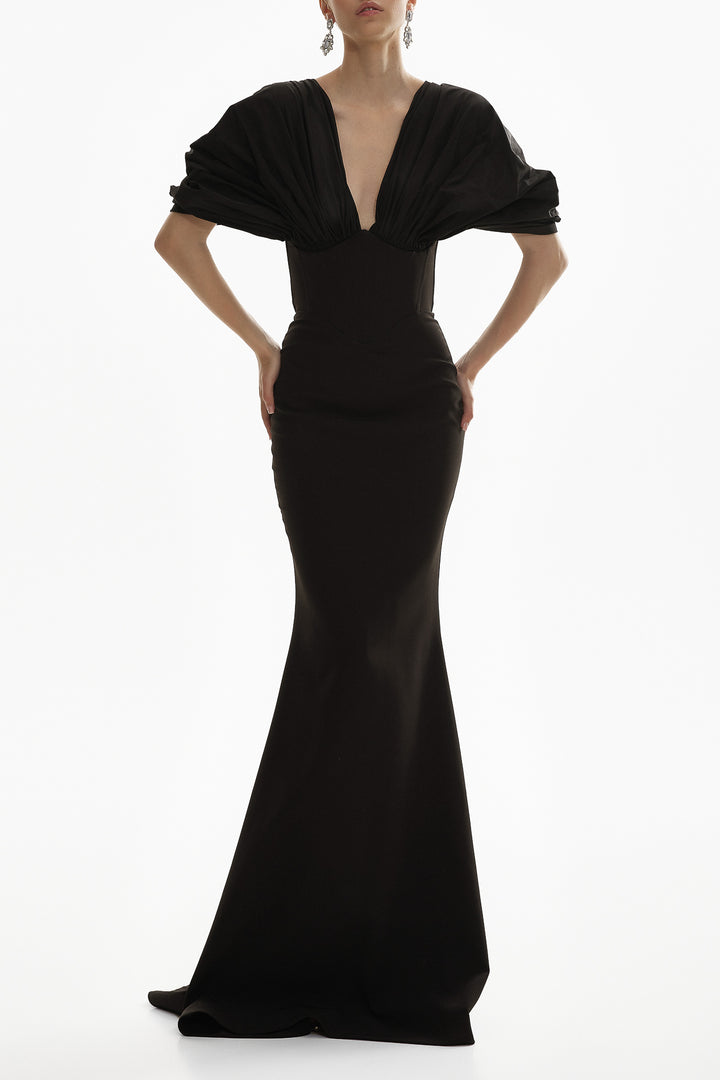 Dina Crepe Taffeta Dress In Black
