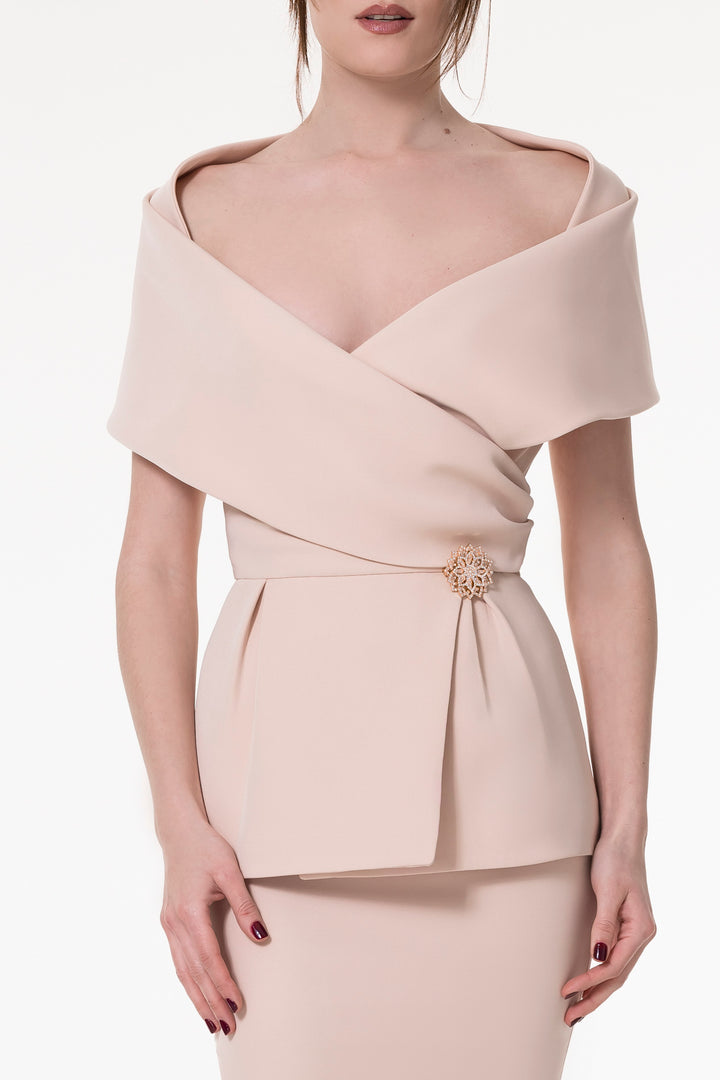Kavya Crepe Top In Nude Rose
