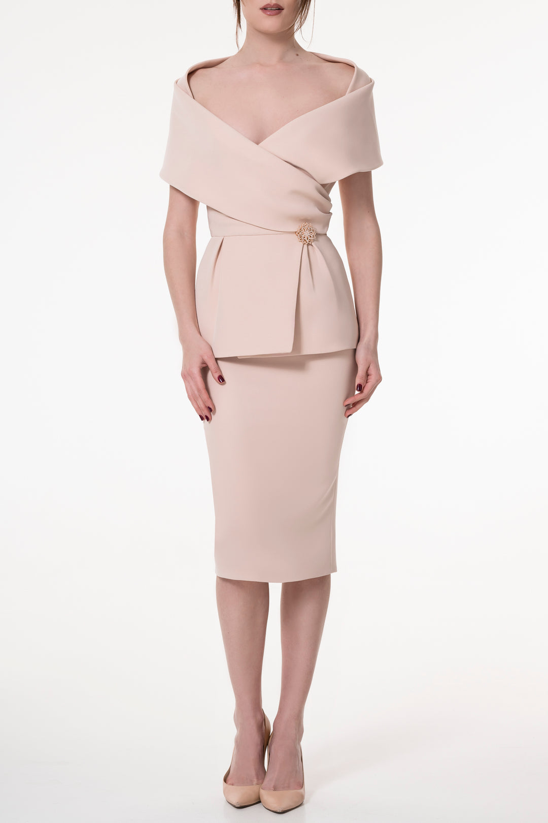Kavya Crepe Top In Nude Rose