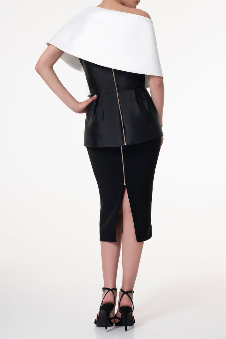 Kavya Mikado Top In Black-White