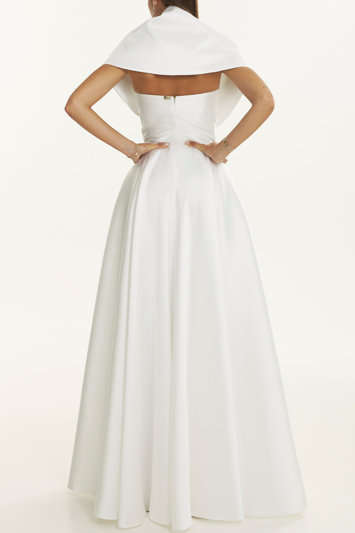 Rima Mikado Long Dress In Ivory