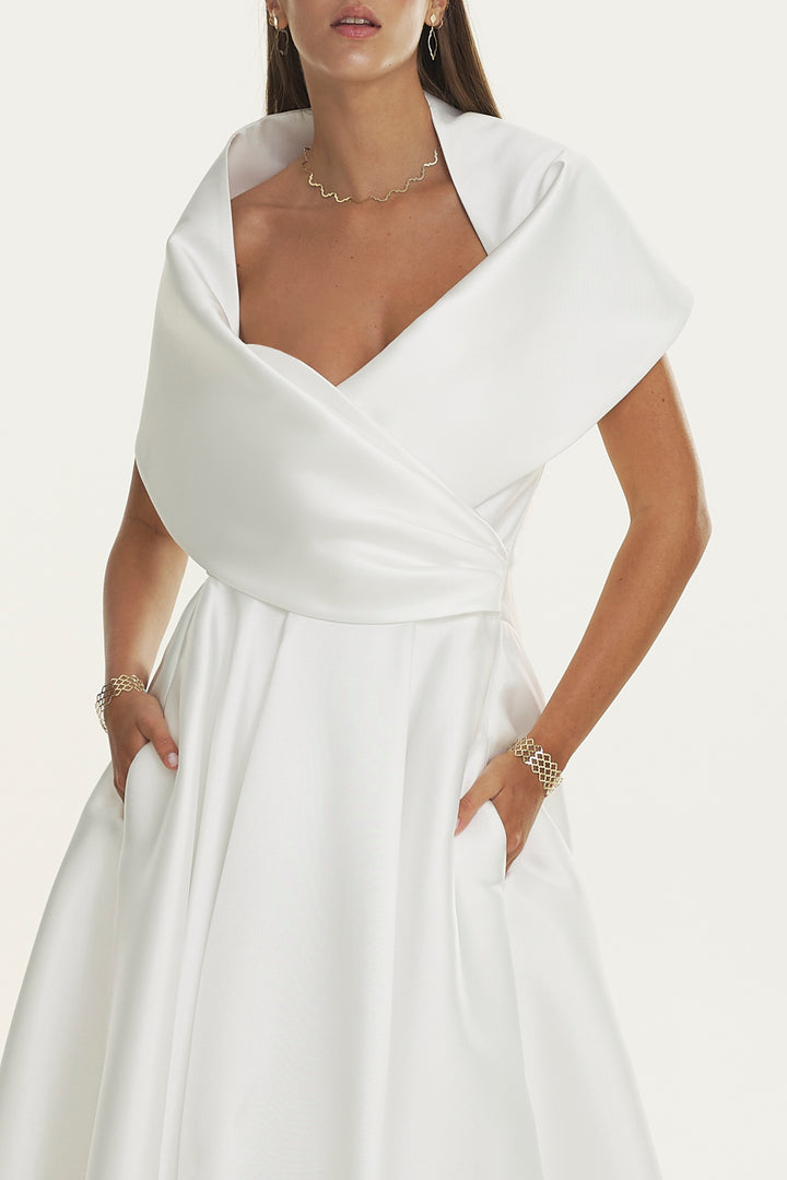 Rima Mikado Long Dress In Ivory