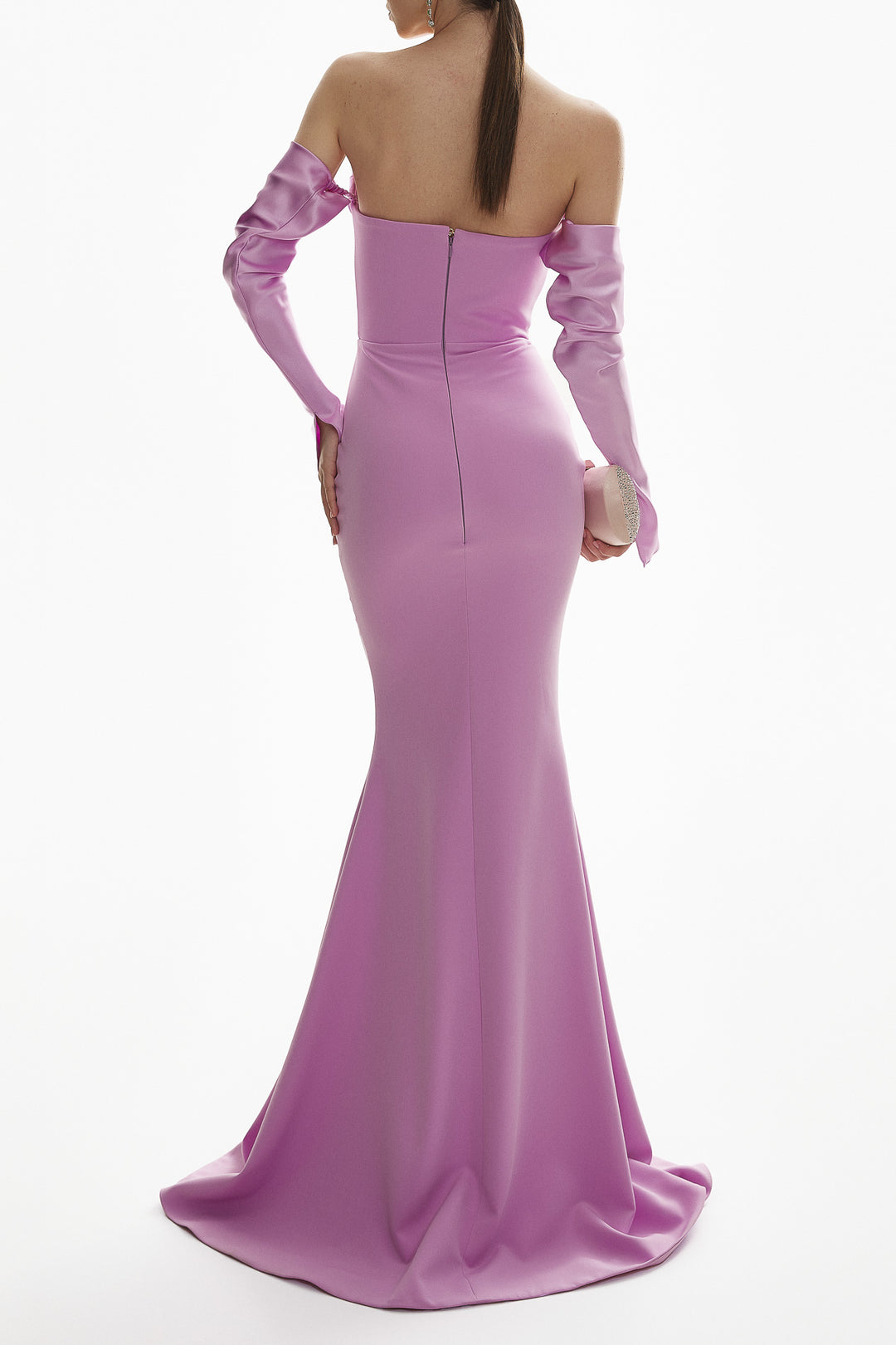Raven Crepe Long Dress In Lilac