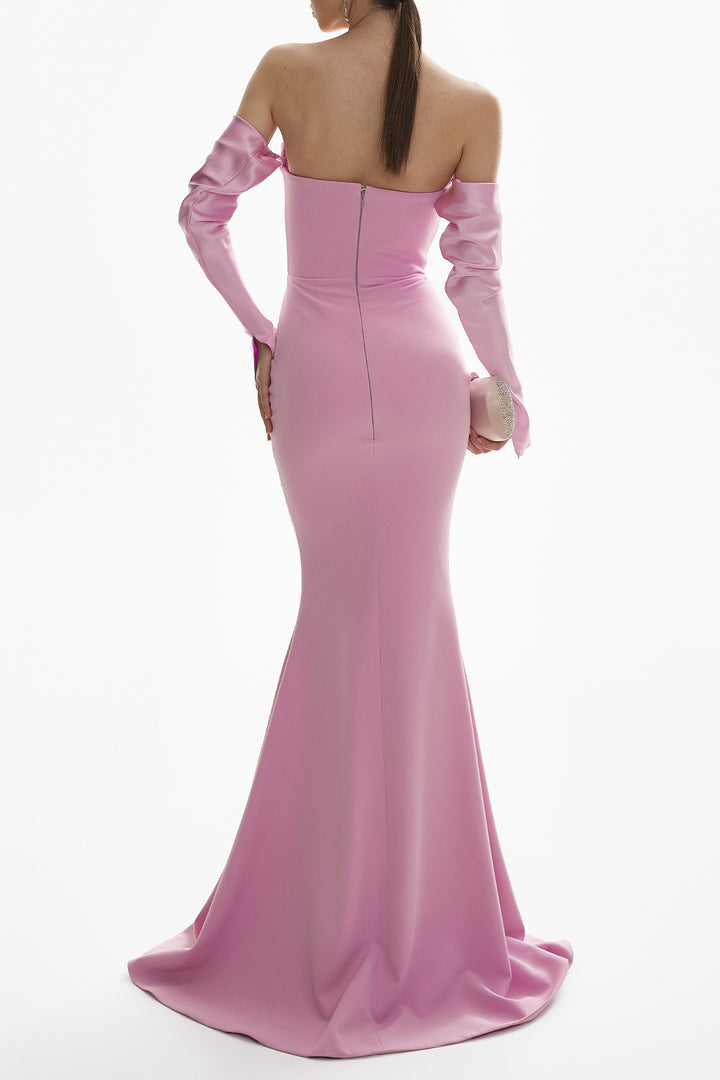 Raven Crepe Long Dress In Soft-Lilac