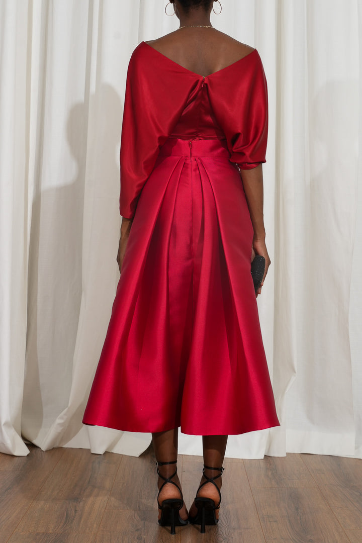 Reese Silk Top In Hot-Red