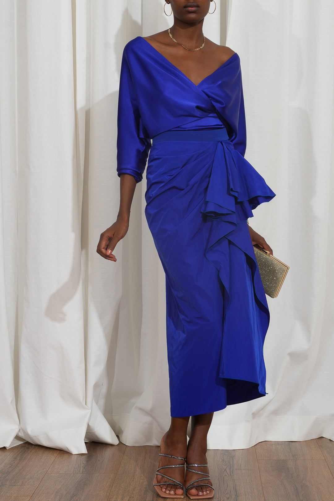 Reese Silk Top In electric-Blue