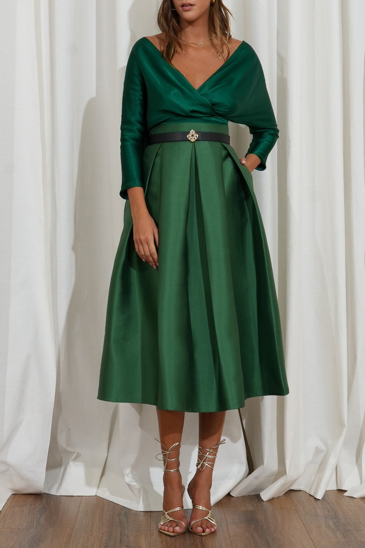 Reese Silk Top In Emerald