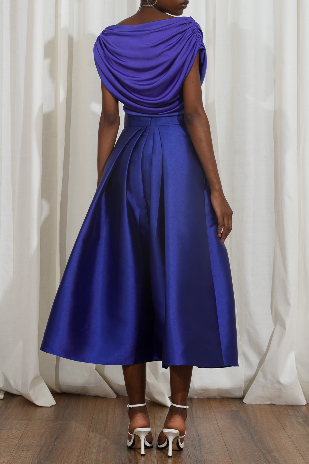 Jasmine Structured Royal Blue Mikado Skirt