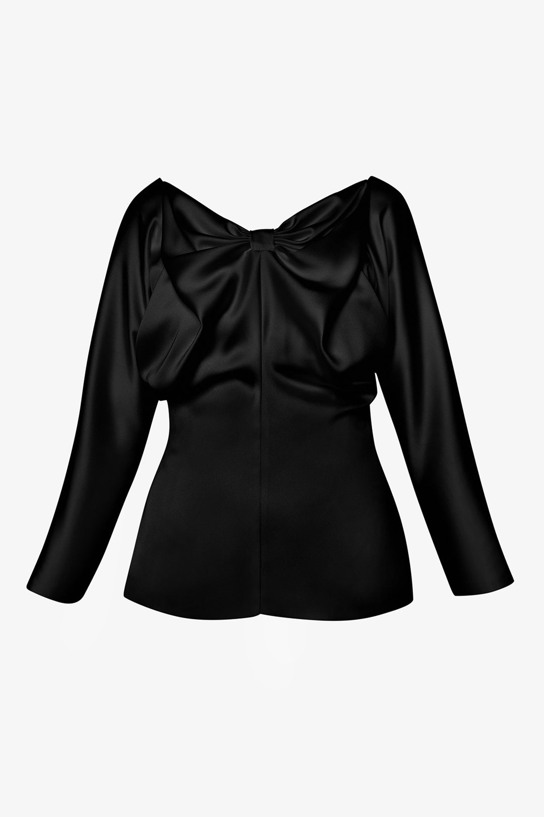 Bow Satin Blouse In Black