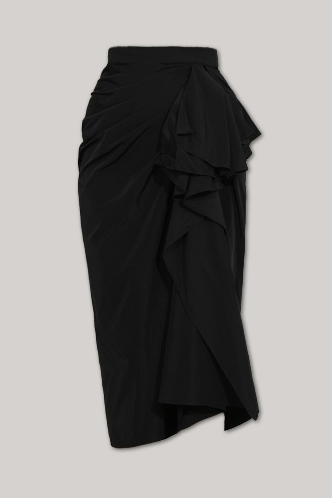 Allure Taffeta Midi Skirt In Black