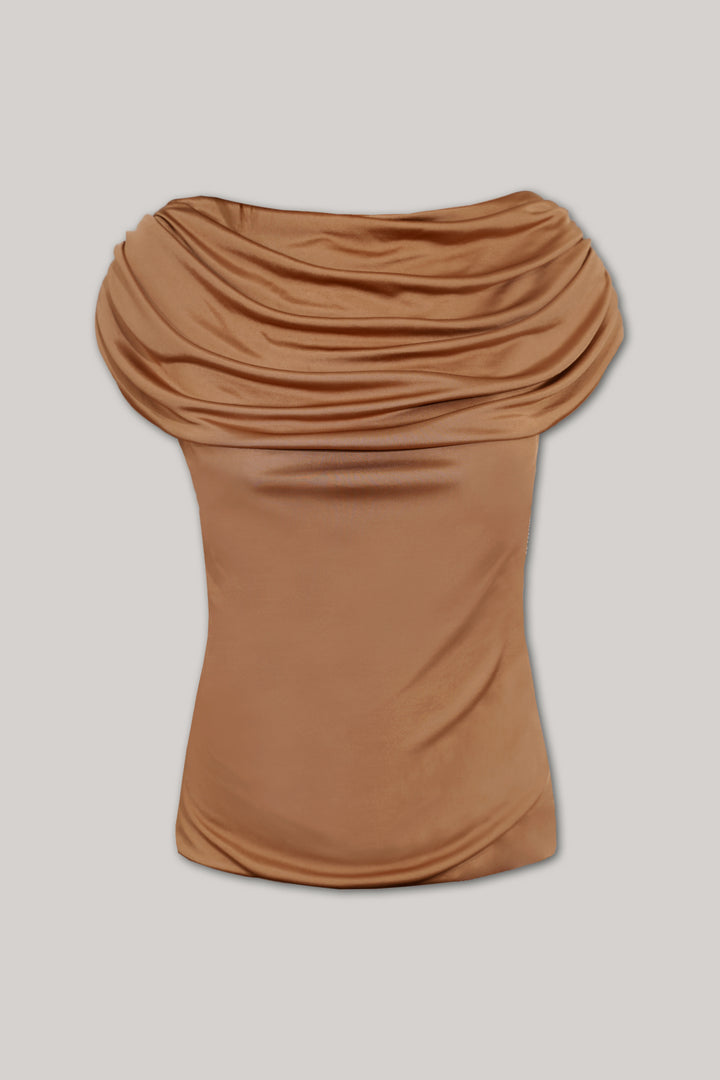 Leah Jersey Top In Almond