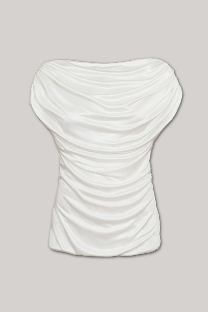Leah Jersey Top In Off-White