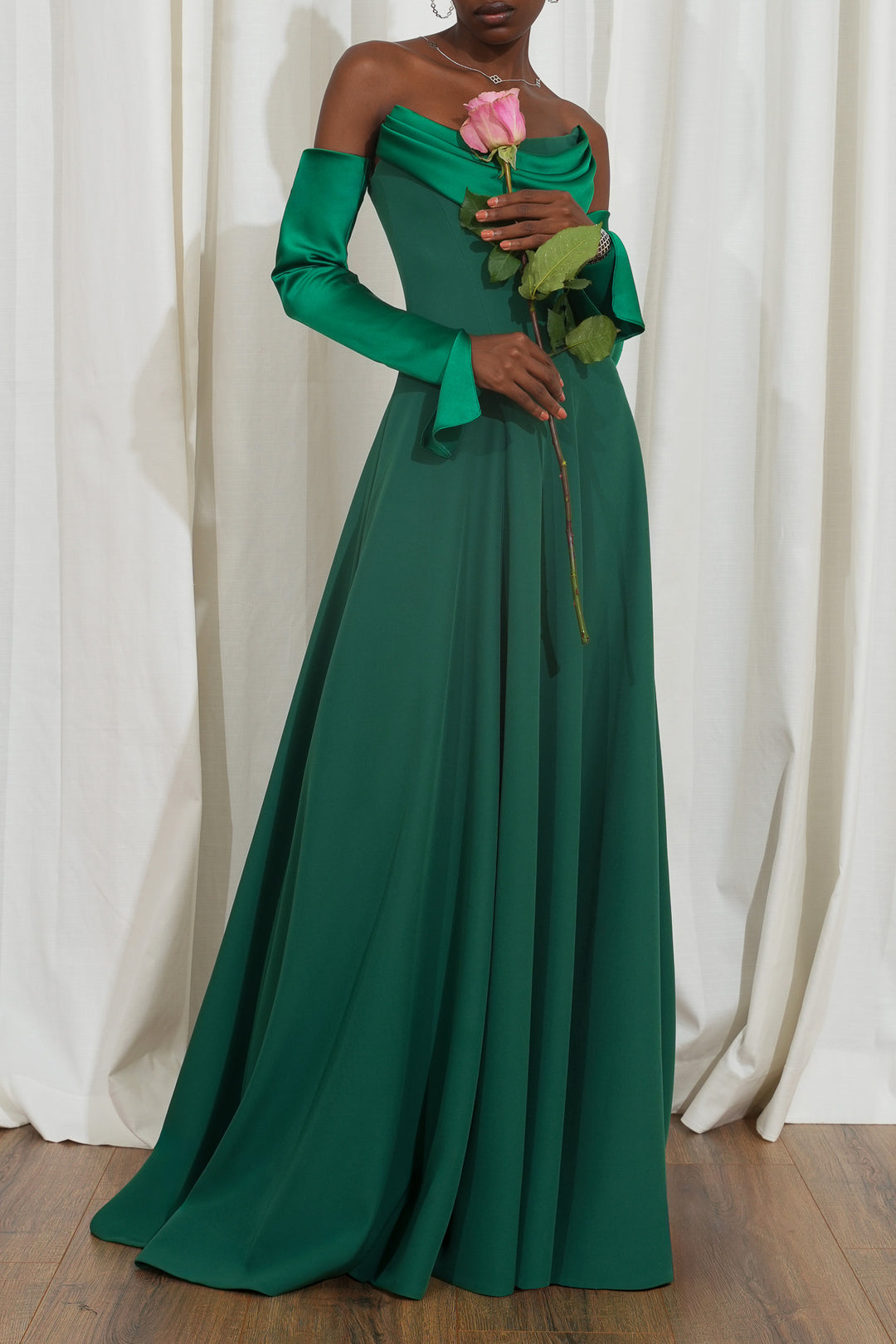 Salma Long Dress In Royal-Green