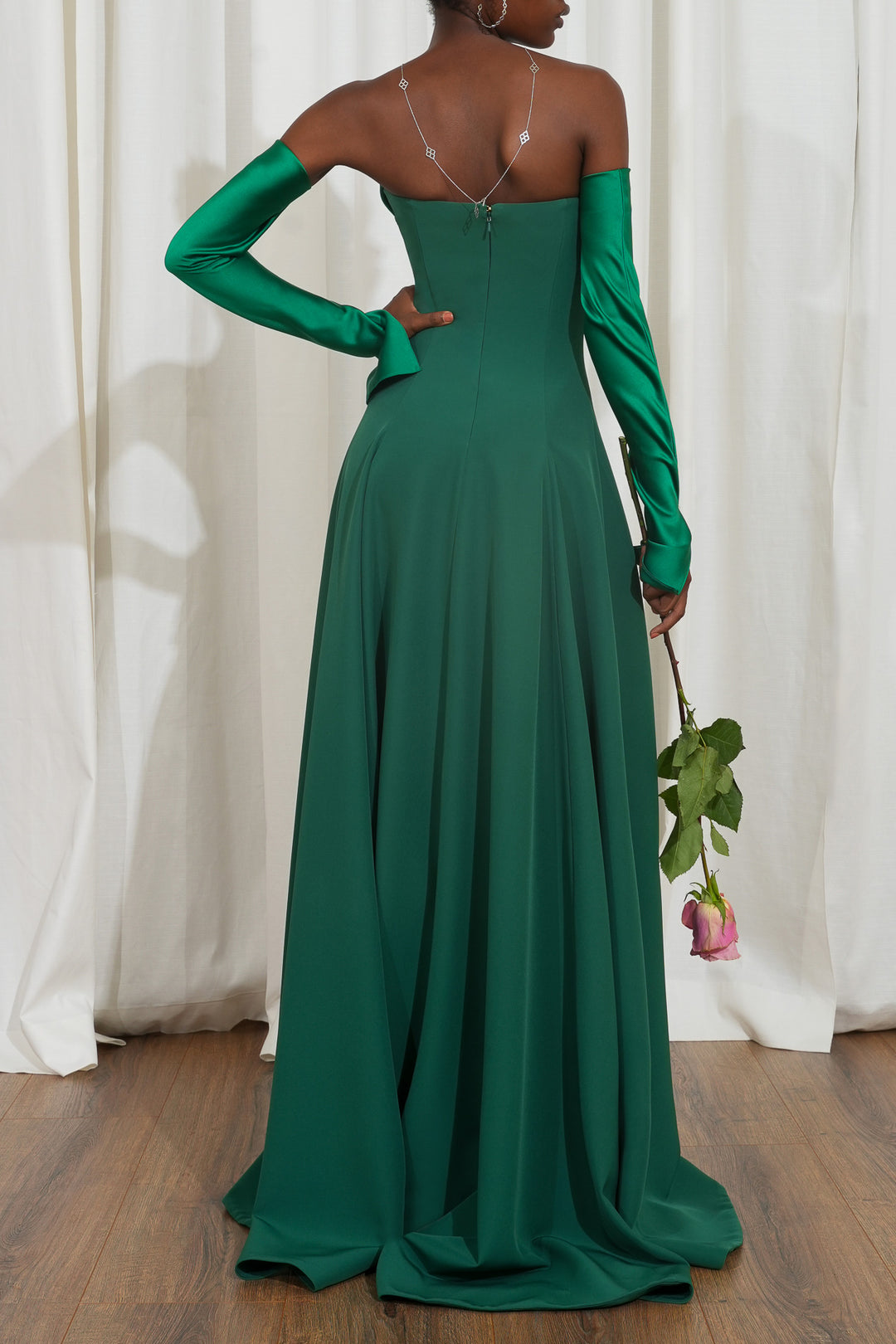 Salma Long Dress In Royal-Green