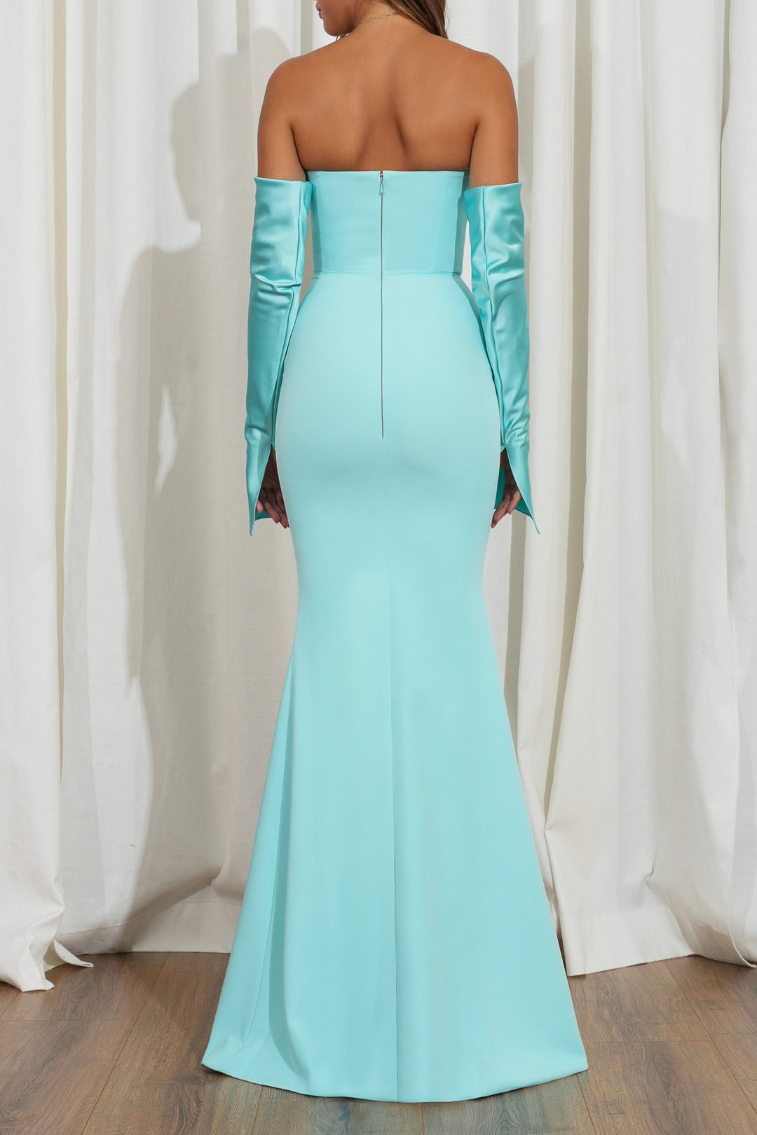 Raven Baby Blue Crepe Long Dress