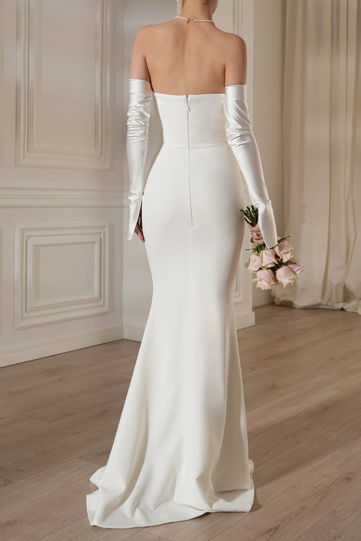 Raven Crepe Long Dress In Off-White