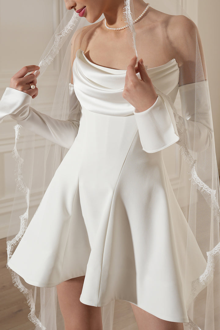 Salma Mini Crepe Dress In Off-White