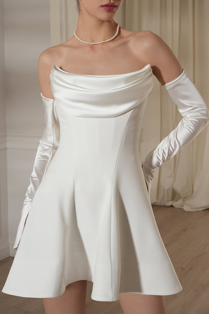 Salma Mini Crepe Dress In Off-White