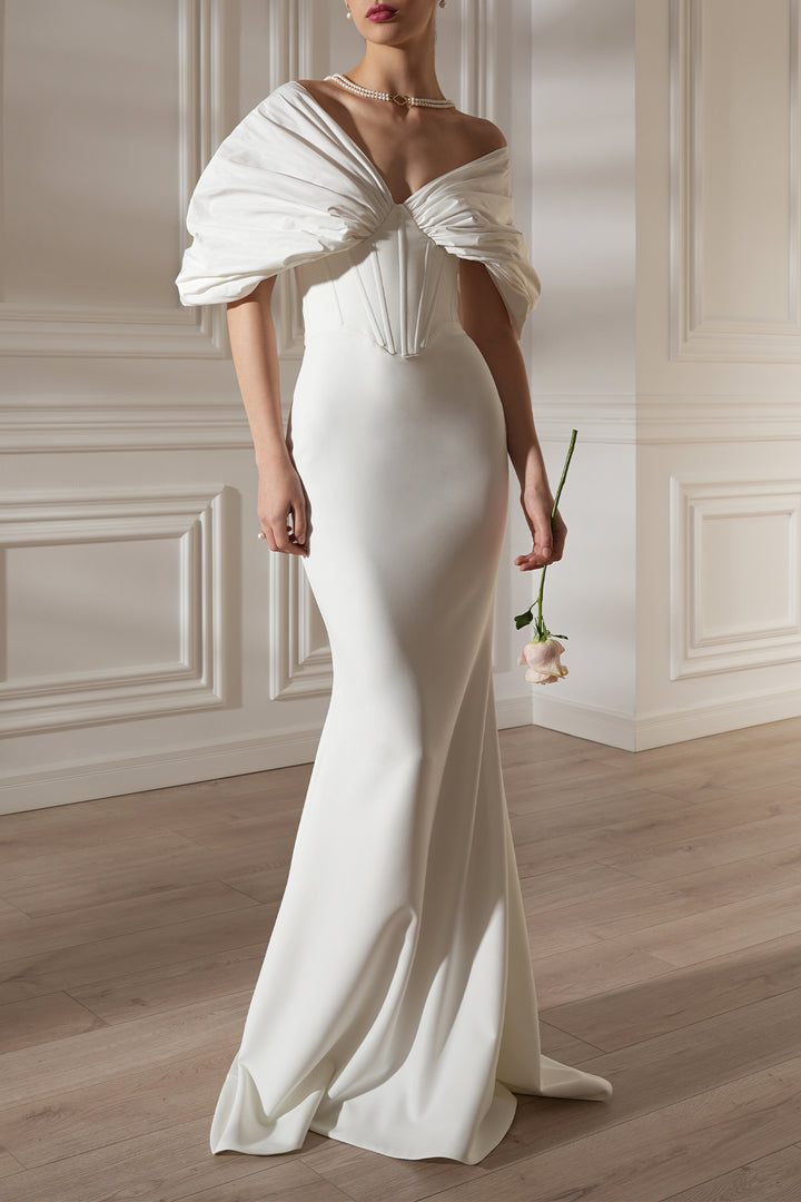 Dina Crepe Taffeta Dress In Off-White