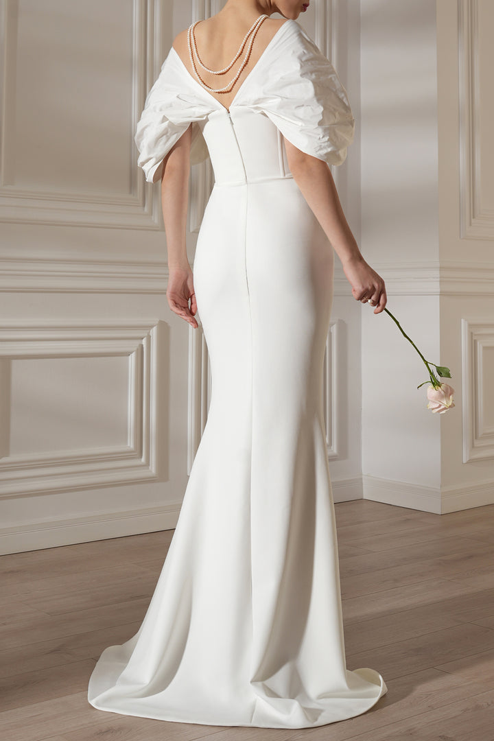 Dina Bridal Crepe And Taffeta Dress