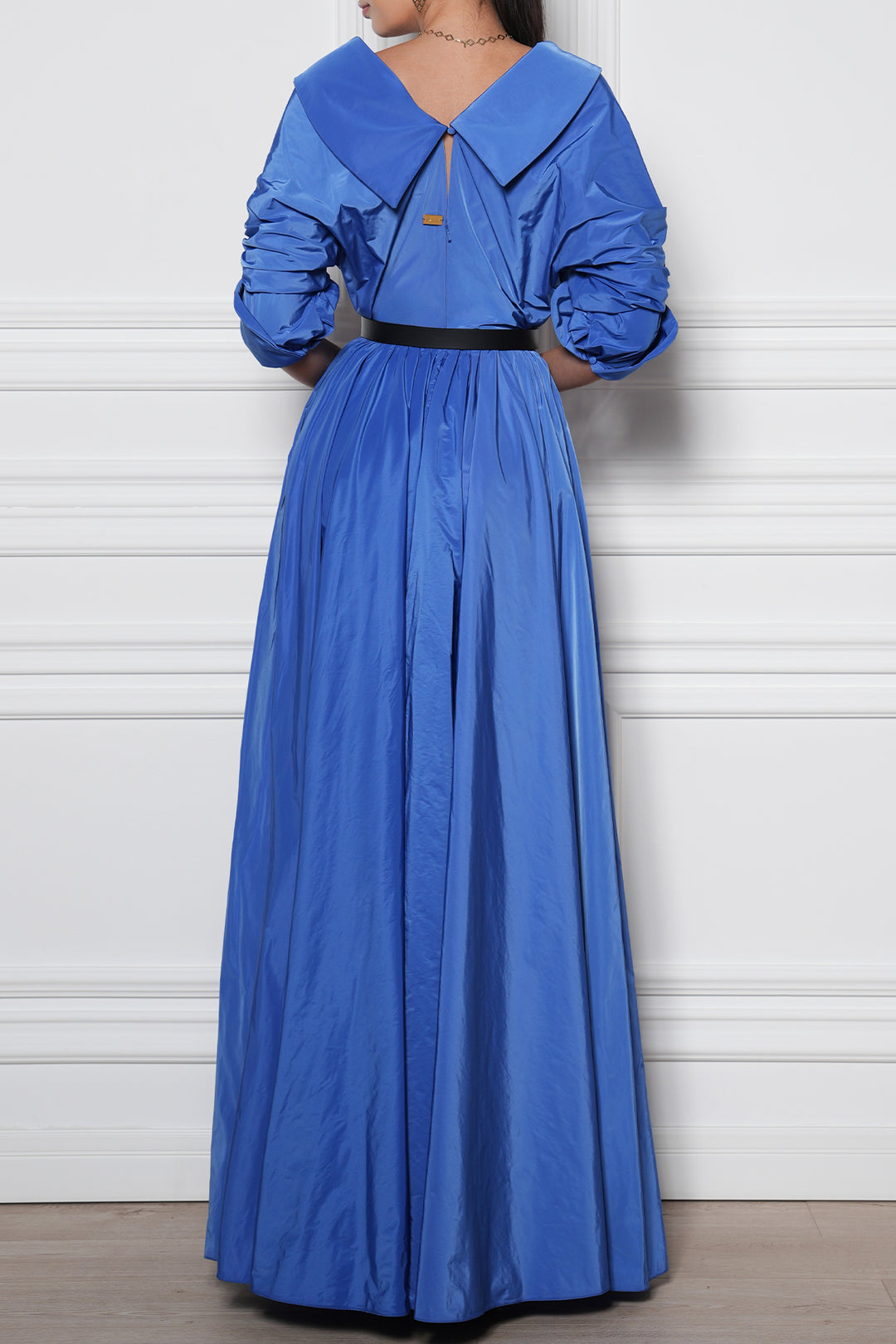 Carrie Taffeta Long Dress In Celeste
