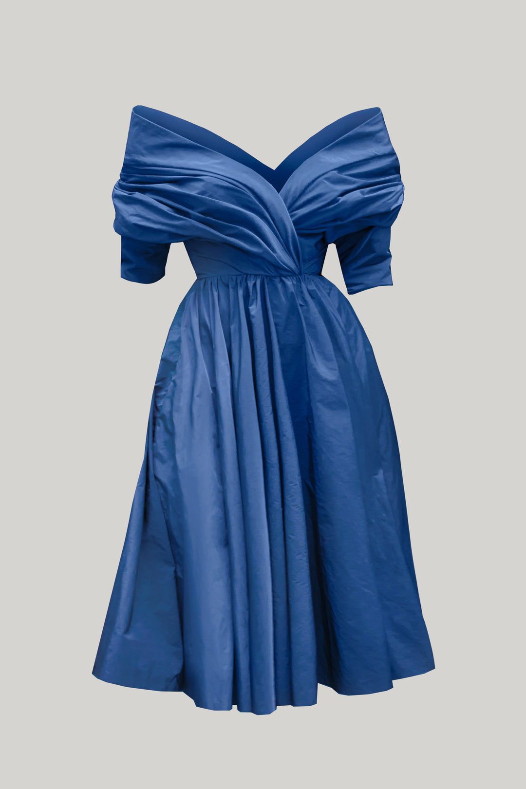 Carrie Taffeta Midi Dress in Celeste