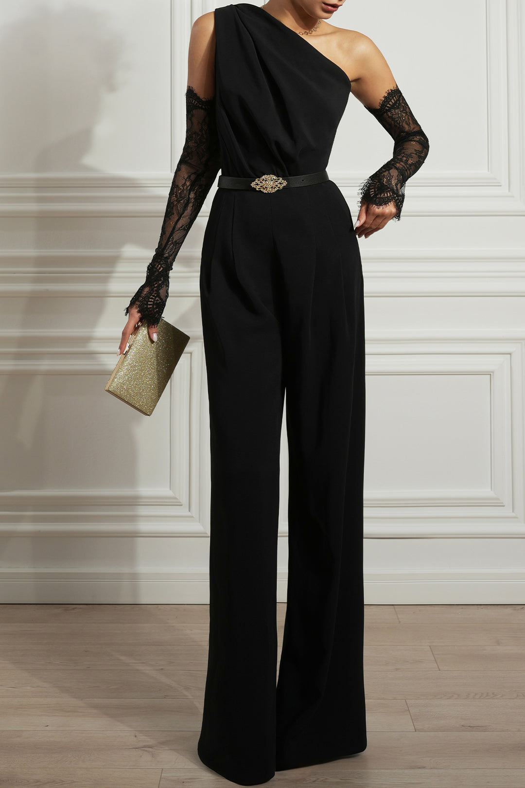 Elena Black Crepe Jumpsuit